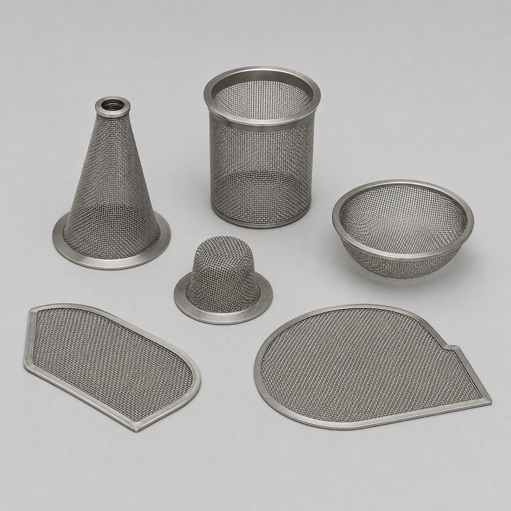 Custom formed wire mesh filter components